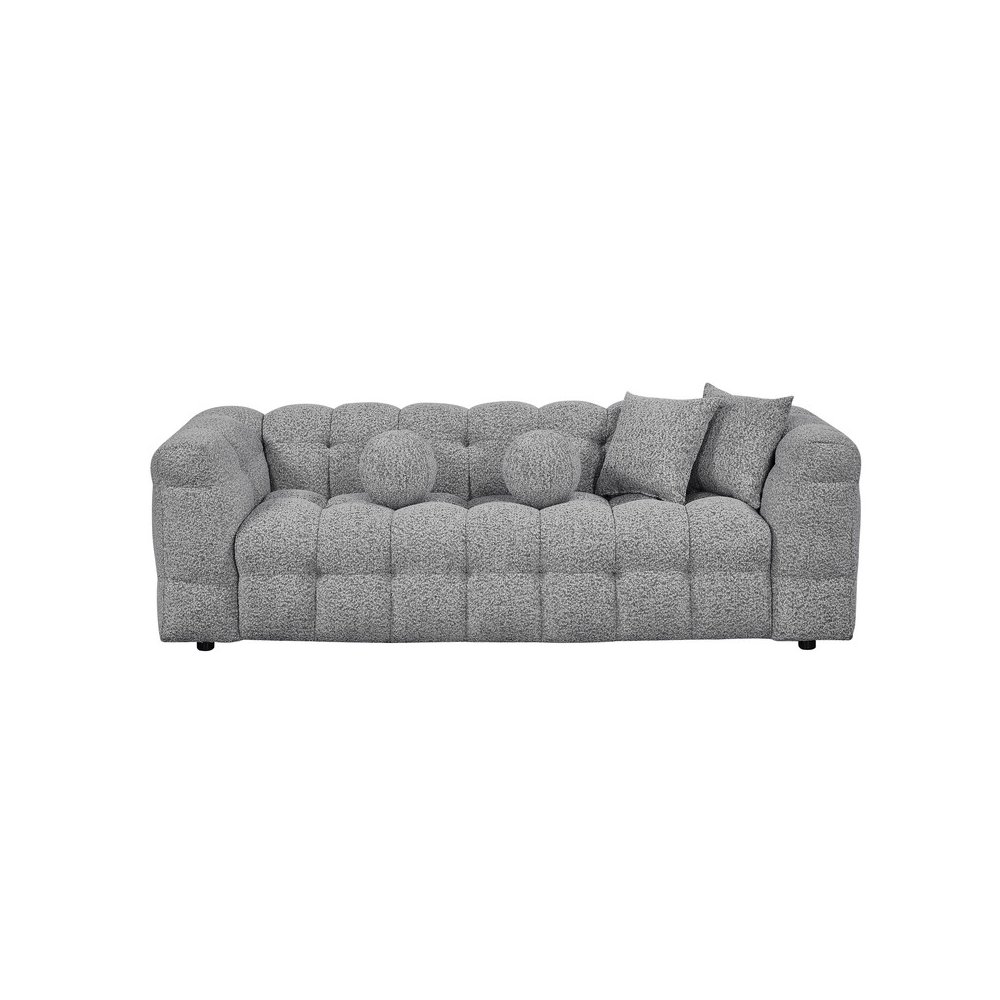 Boucle Fabric Rich Gray 2pc Sofa and Loveseat Set