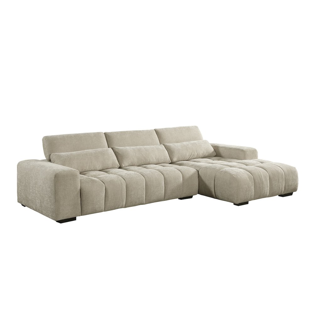 Sectional With Right Facing Chaise In Beige Chenille Fabric