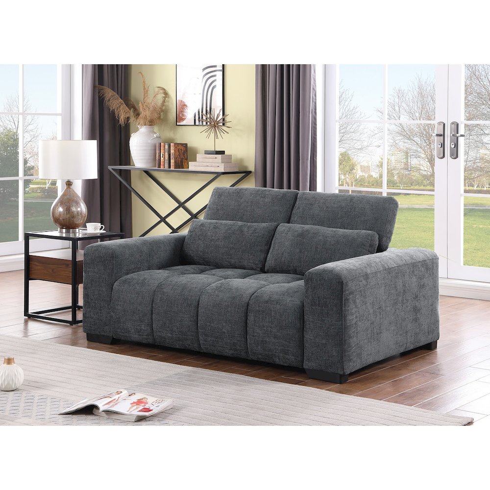 2 Seater Loveseat In Dark Gray With Adjustable Backrest
