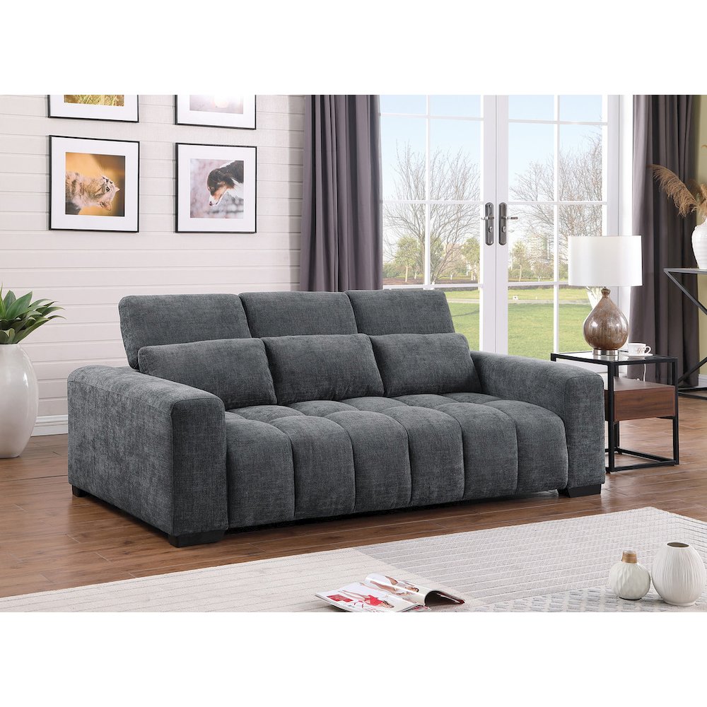3 Seater Sofa In Dark Gray With Adjustable Back