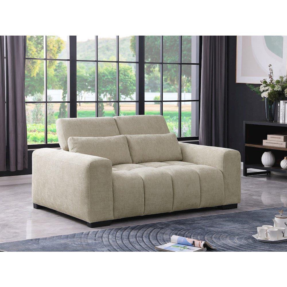 2 Seater Loveseat In Beige With Adjustable Backrest
