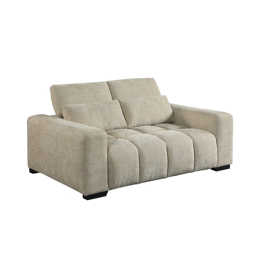 2 Seater Loveseat In Beige With Adjustable Backrest