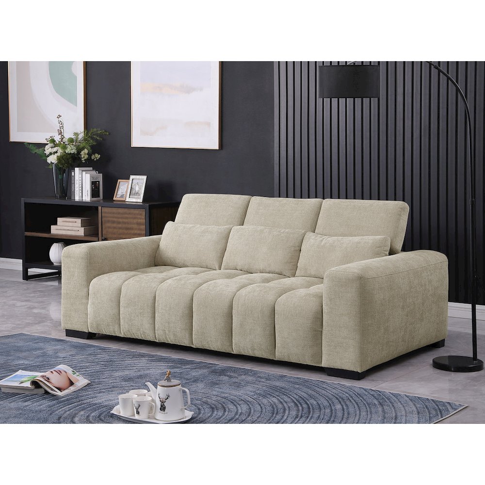 3 Seater Sofa In Beige With Adjustable Back