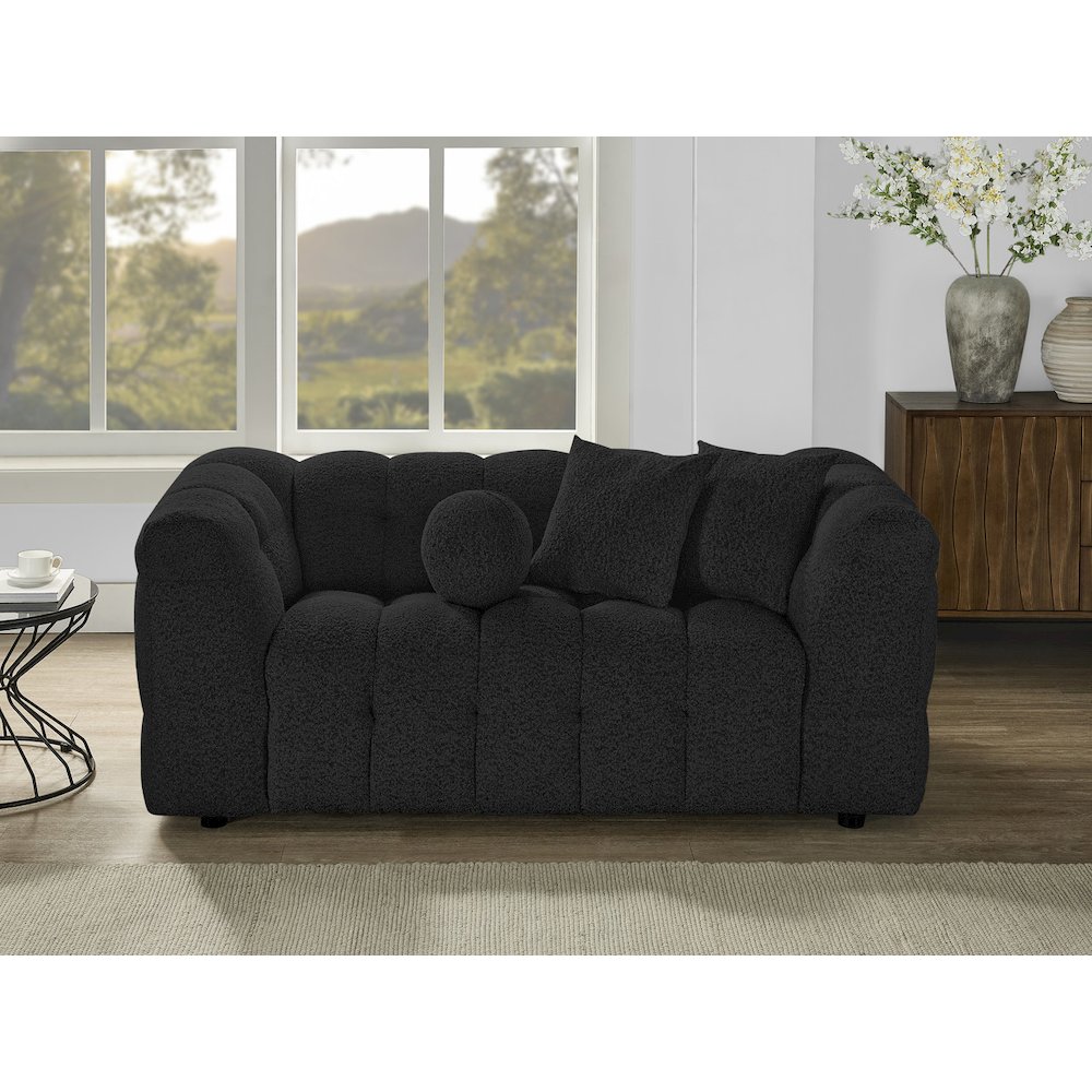 Boucle Fabric Black Loveseat