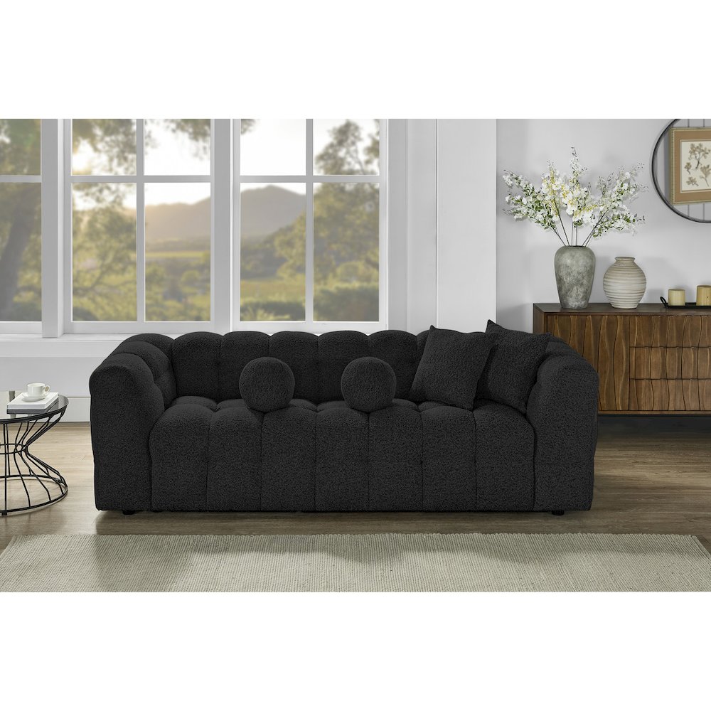 Boucle Fabric Black Sofa