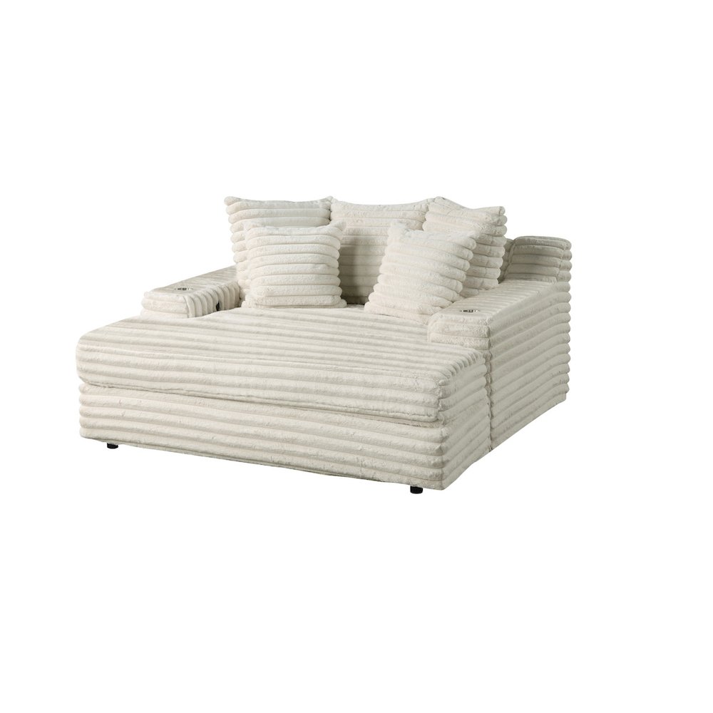 Smoke Chaise Lounge With Cupholders And Usb Port
