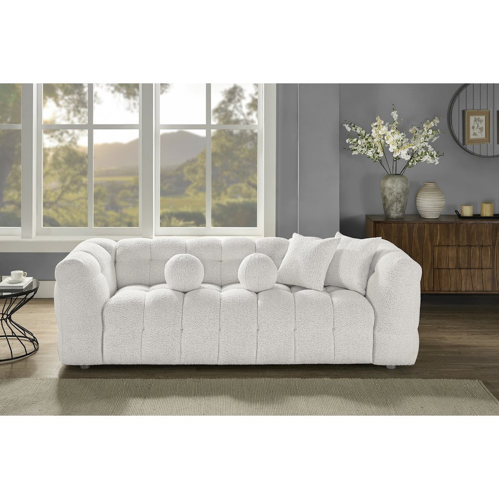 Boucle Fabric Cream Sofa