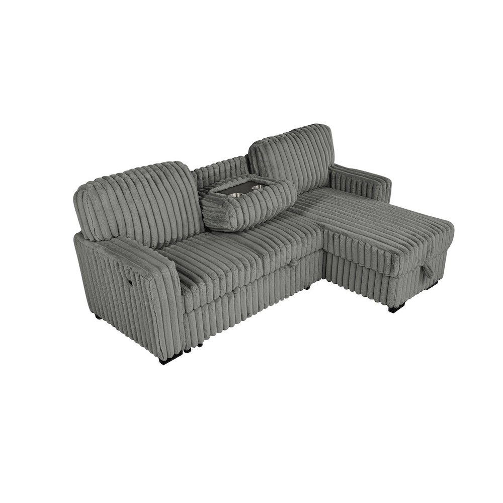 2-Piece Corduroy Sectional Dark Gray