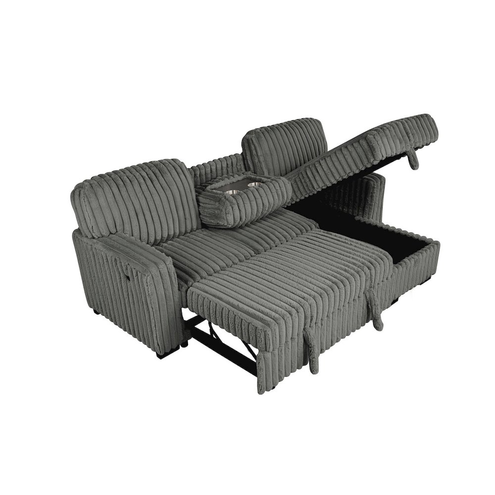 2-Piece Corduroy Sectional Dark Gray