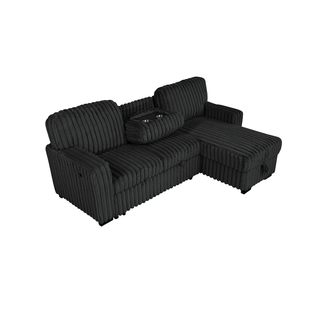 2-Piece Corduroy Sectional Black