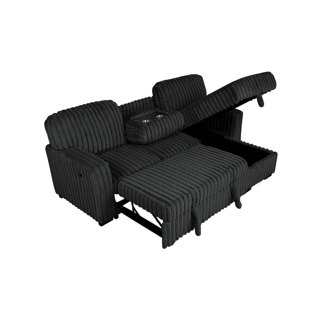 2-Piece Corduroy Sectional Black