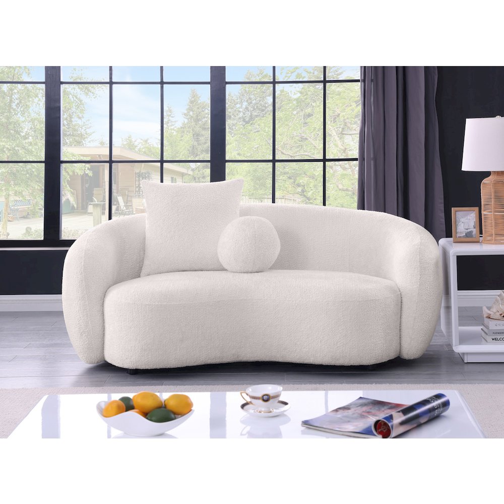Teddy Fabric 2 Seater Loveseat In Beige