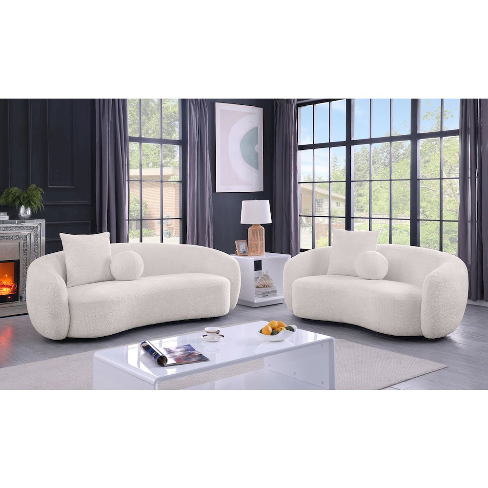 Teddy Fabric 2Pc Sofa + Loveseat Set In Beige