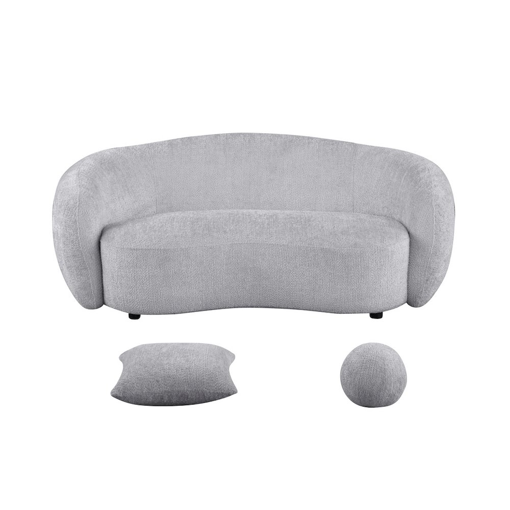 Teddy Fabric 2 Seater Loveseat In Light Gray