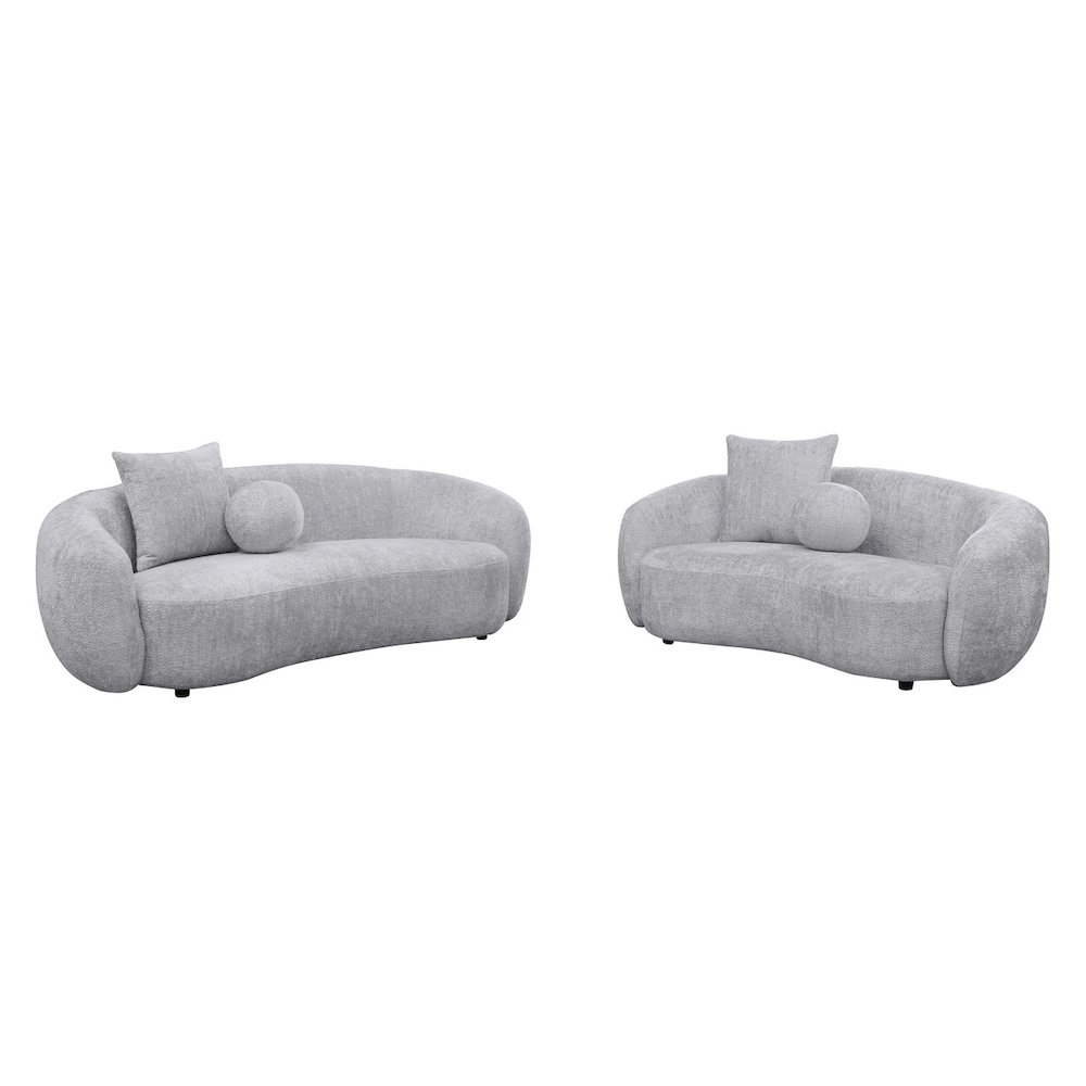Teddy Fabric 2Pc Sofa + Loveseat Set In Light Grey