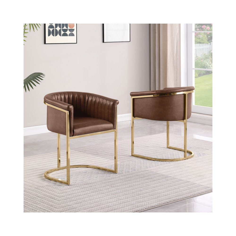 Leather-Aire Side Chairs with Gold Chrome Set of 2
