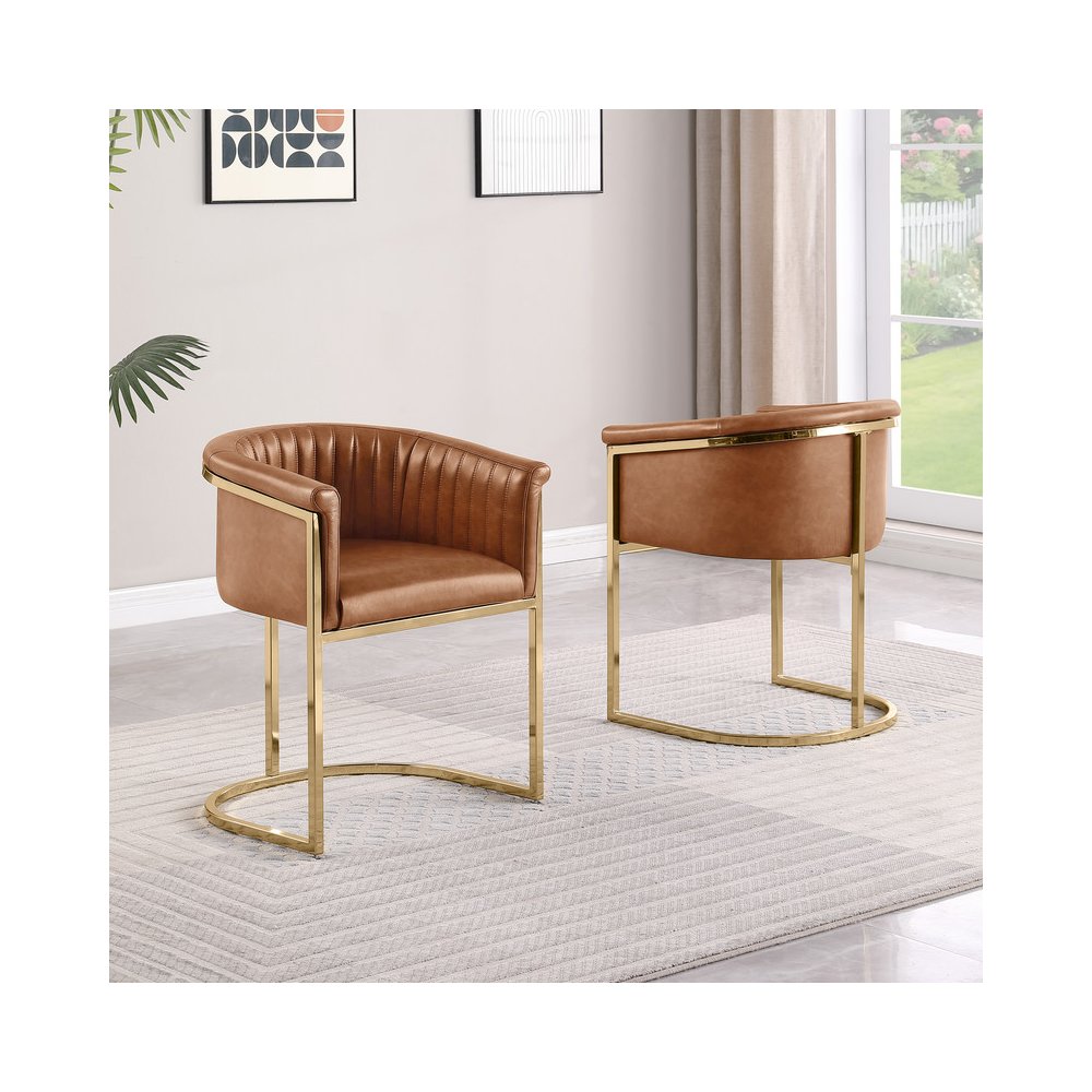 Leather-Aire Side Chairs with Gold Chrome Set of 2