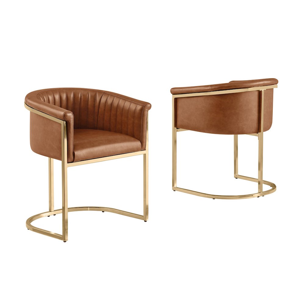 Leather-Aire Side Chairs with Gold Chrome Set of 2