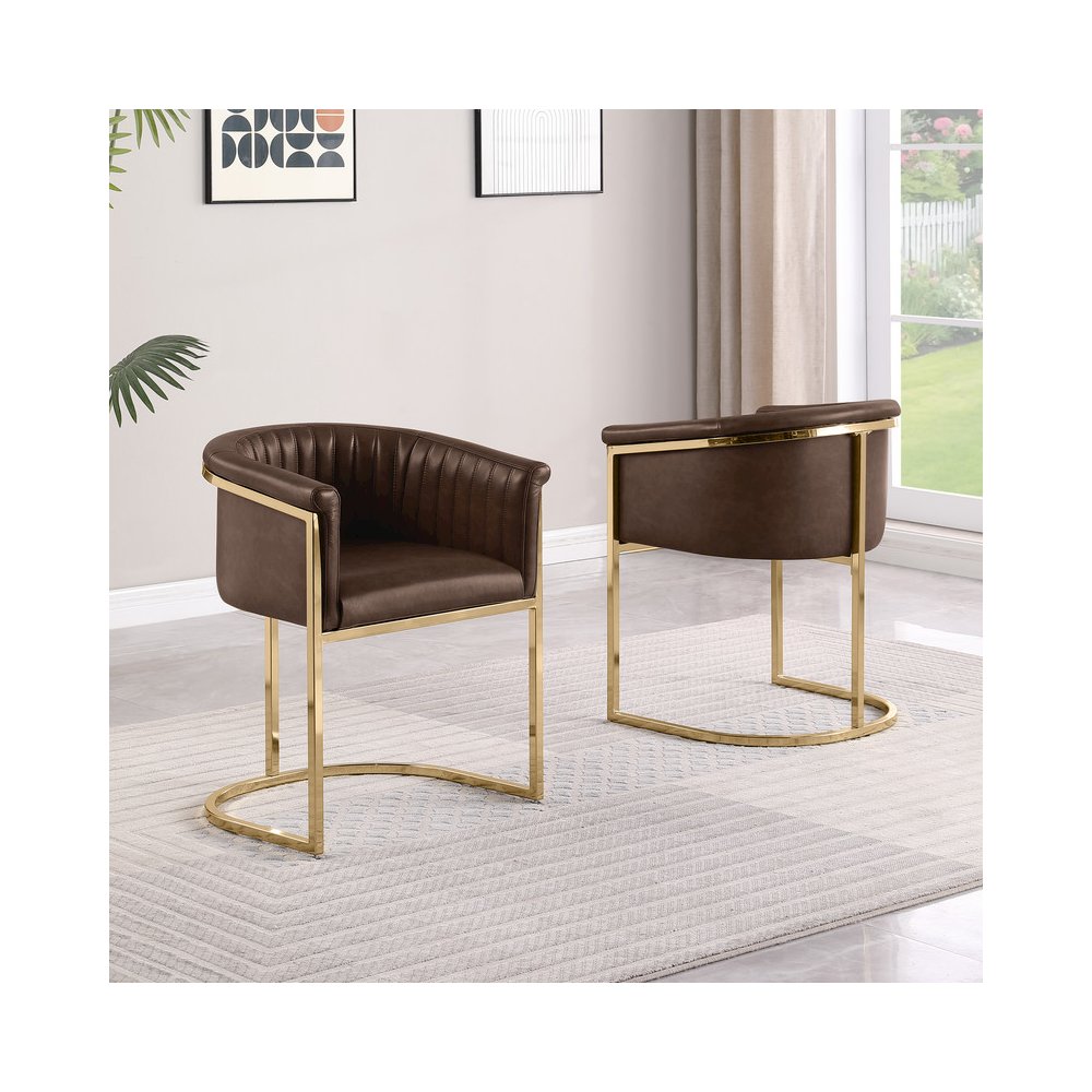 Leather-Aire Side Chairs with Gold Chrome Set of 2