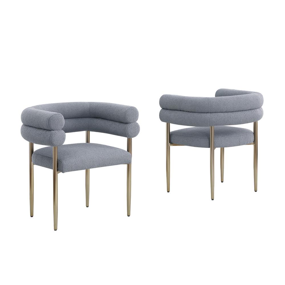 Gray with gold teddy fur upholstered side chairs
