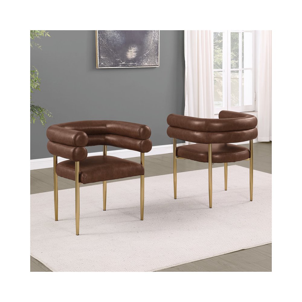 2pc Leather Air Mocha with Gold Chrome Base
