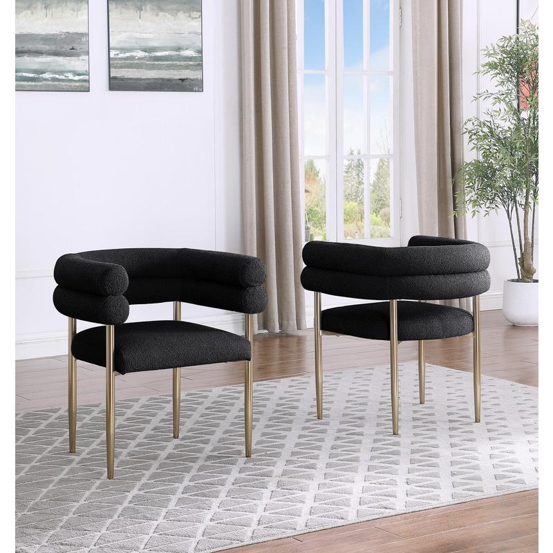 Black with gold teddy fur upholstered side chairs