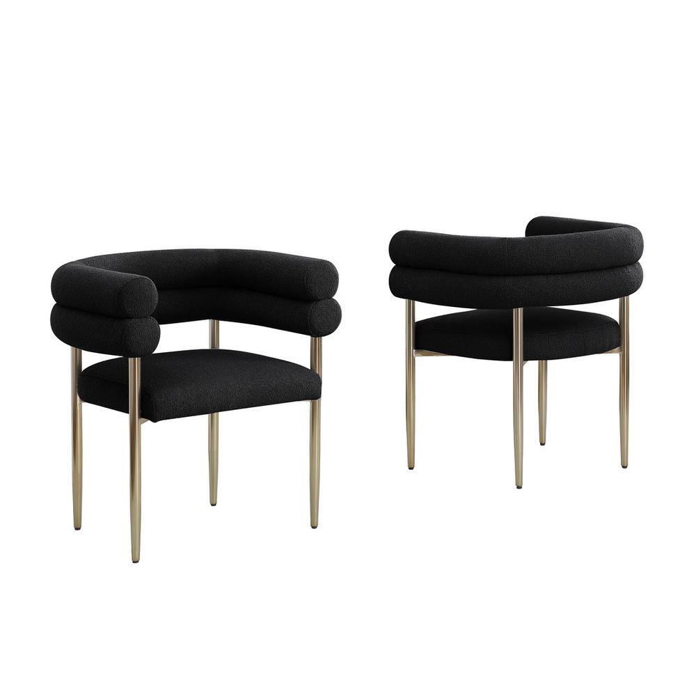 Black with gold teddy fur upholstered side chairs