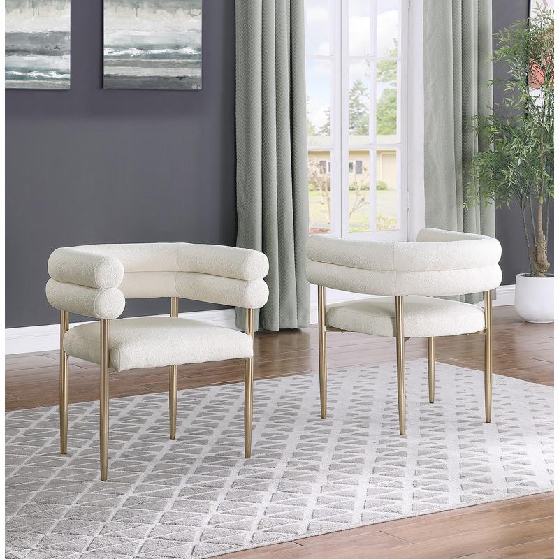 Beige with gold teddy fur upholstered side chairs