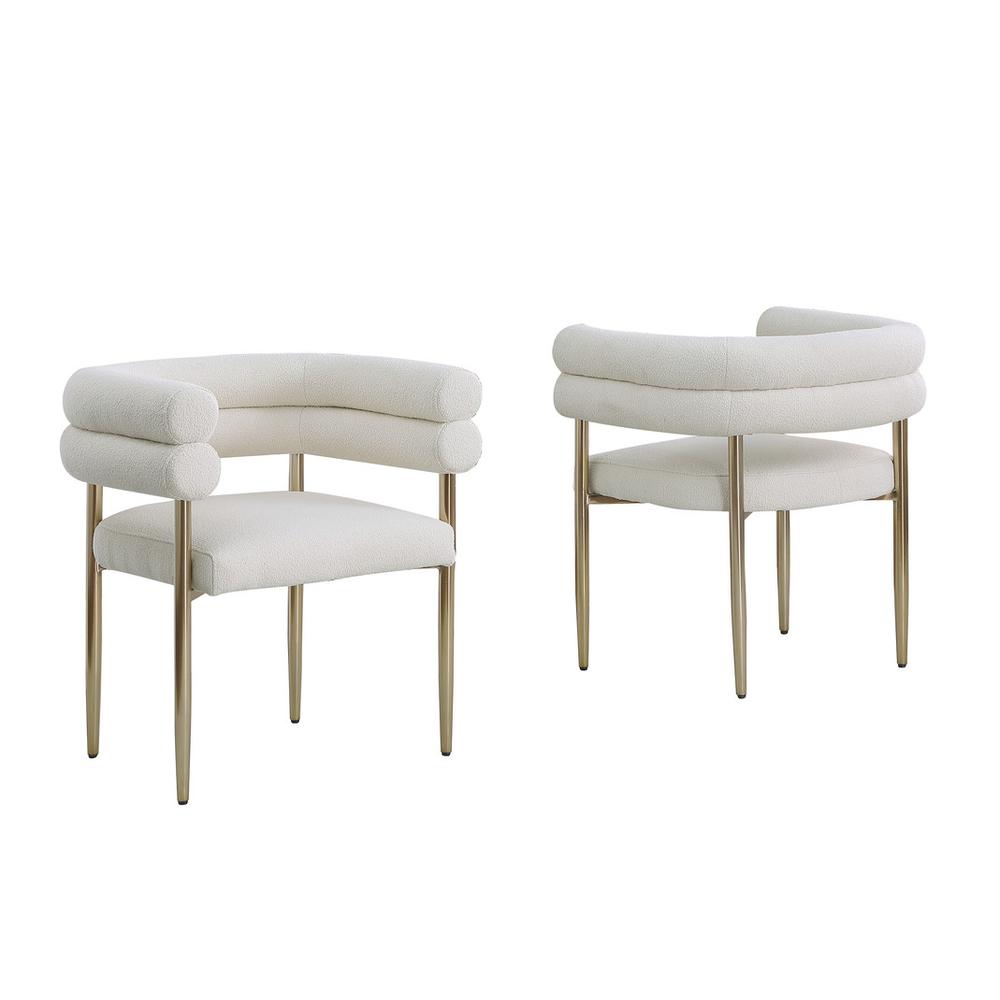 Beige with gold teddy fur upholstered side chairs