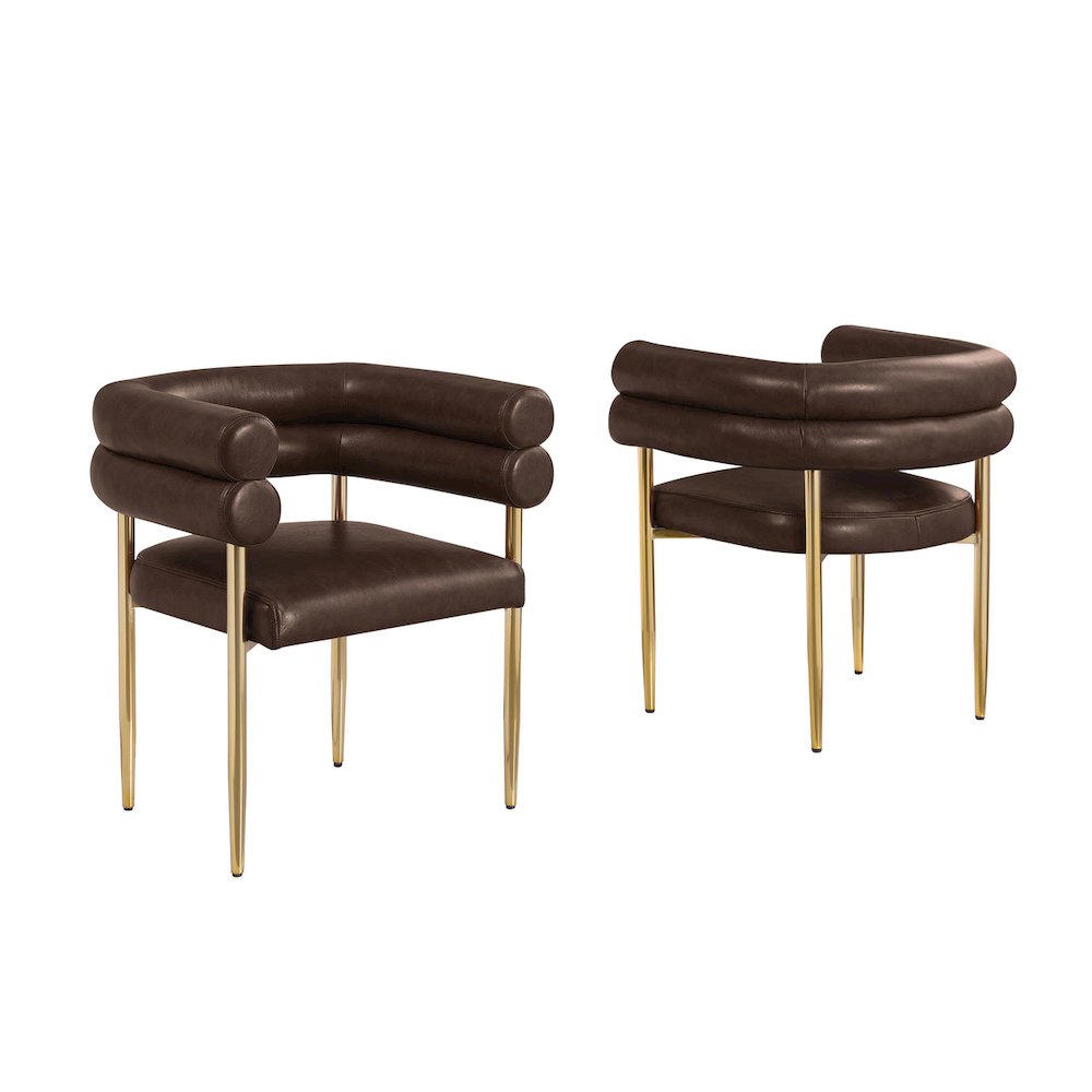 2pc Leather Air Espresso with Gold Chrome Base
