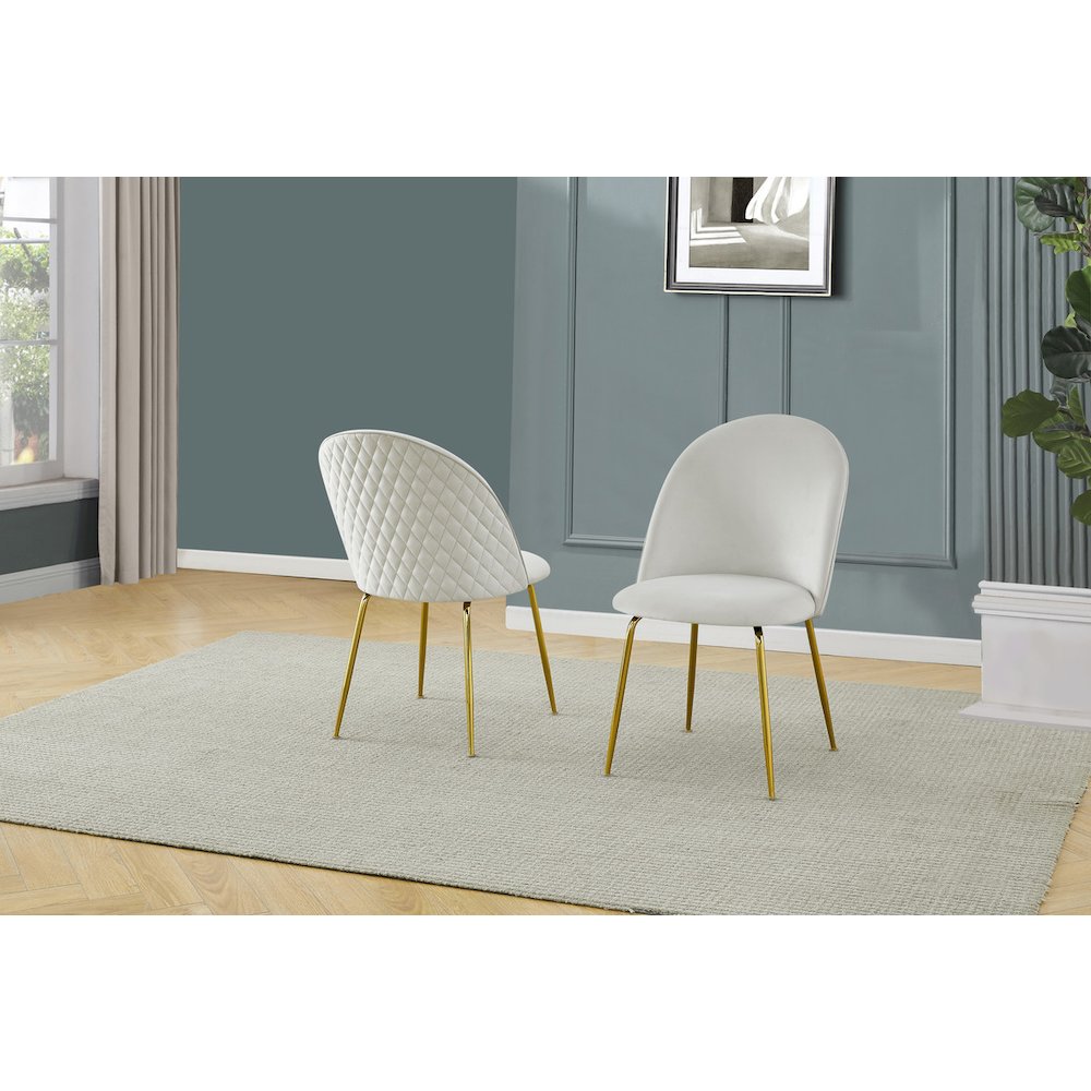 Cream velvet fabric side chairs