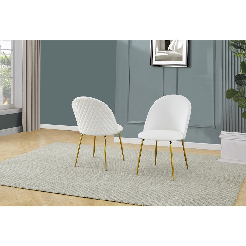 White faux leather side chairs