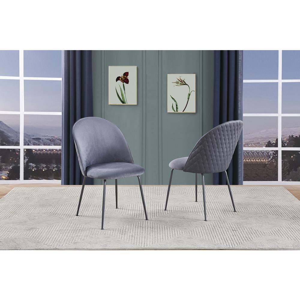 Dark Grey velvet upholstered side chairs (SET OF 2)