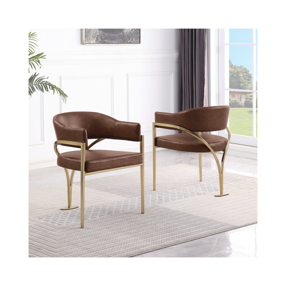 Leather-Aire Side Chairs with Gold Chrome Set of 2