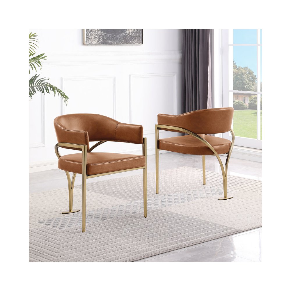 Leather-Aire Side Chairs with Gold Chrome Set of 2
