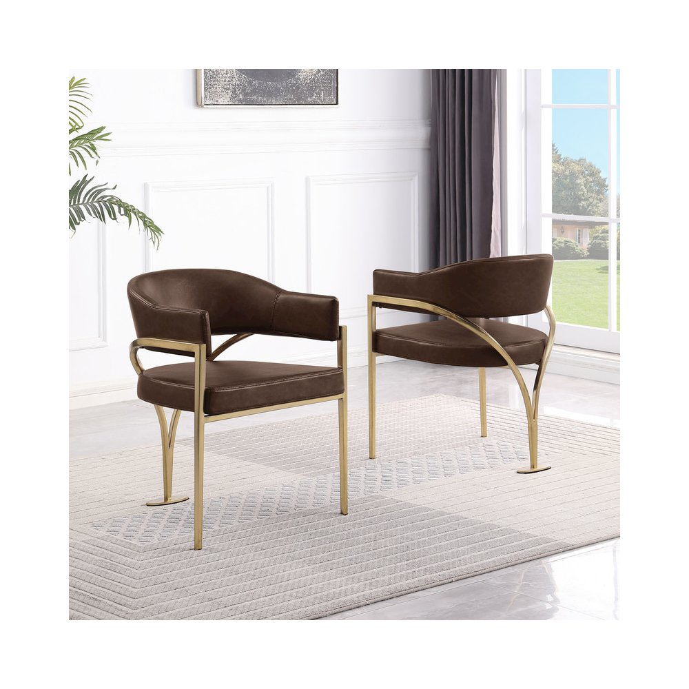 Leather-Aire Side Chairs with Gold Chrome Set of 2