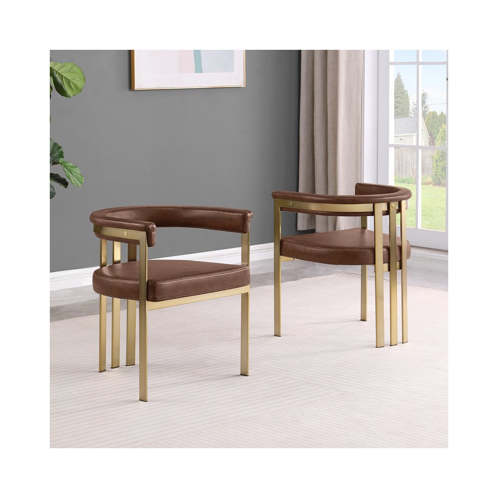 Leather-Aire Side Chairs with Gold Chrome Set of 2