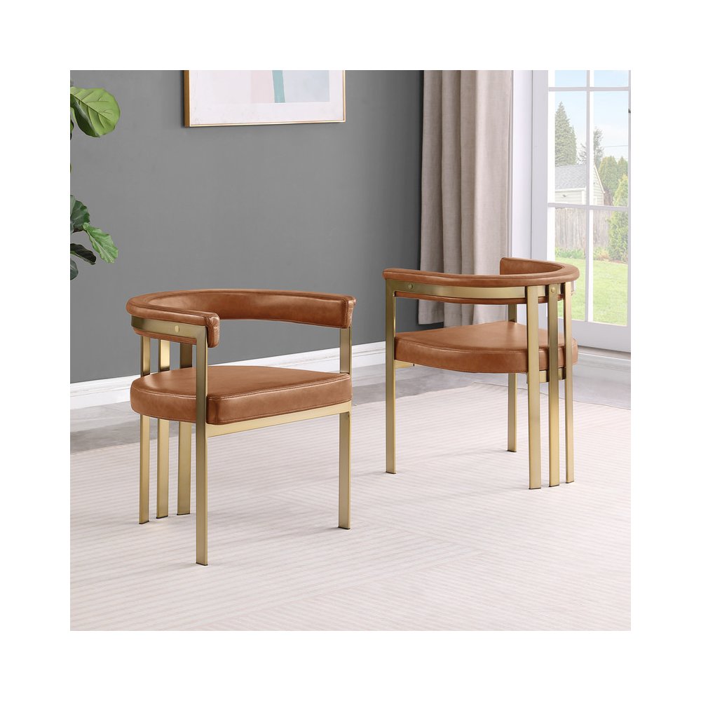 Leather-Aire Side Chairs with Gold Chrome Set of 2