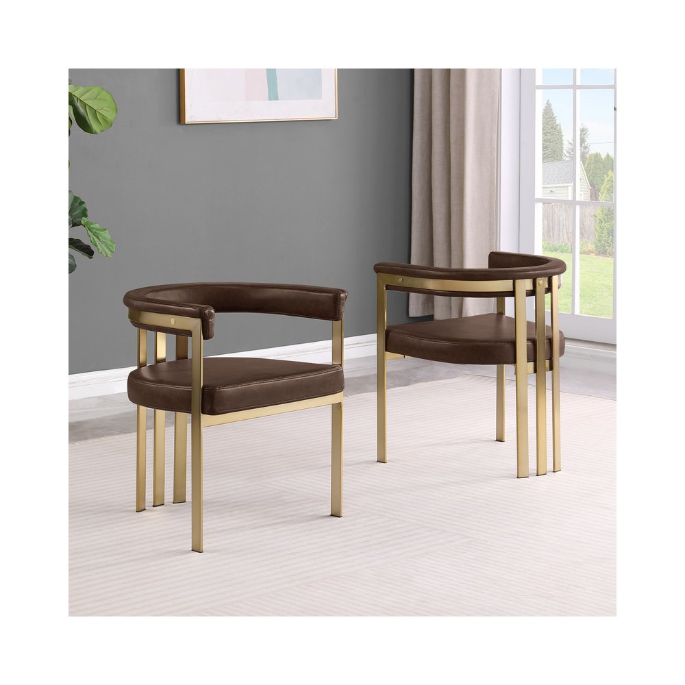 Leather-Aire Side Chairs with Gold Chrome Set of 2