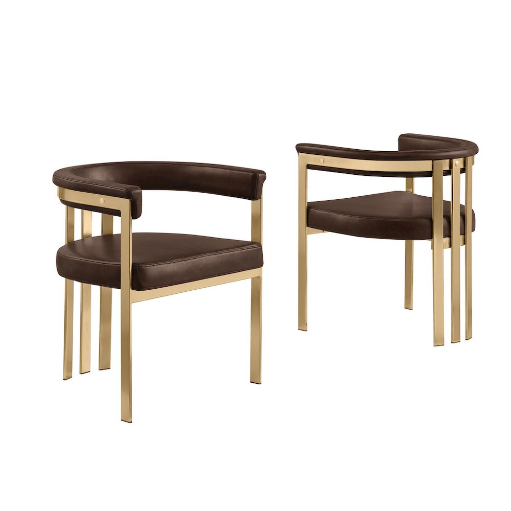 Leather-Aire Side Chairs with Gold Chrome Set of 2