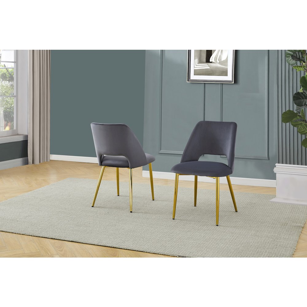 7pc modern glass dining table with 6 Dark grey side chairs