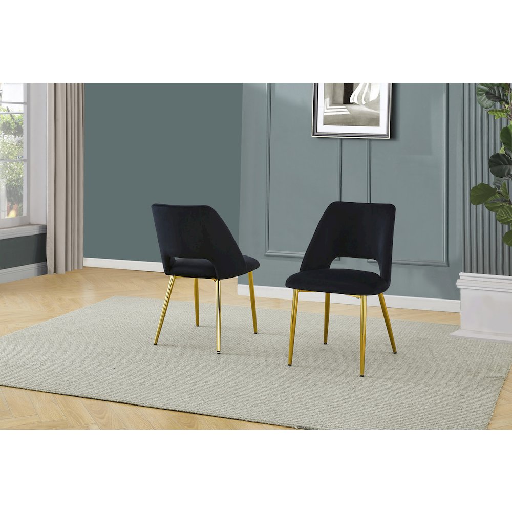 7pc modern glass dining table with 6 Black side chairs