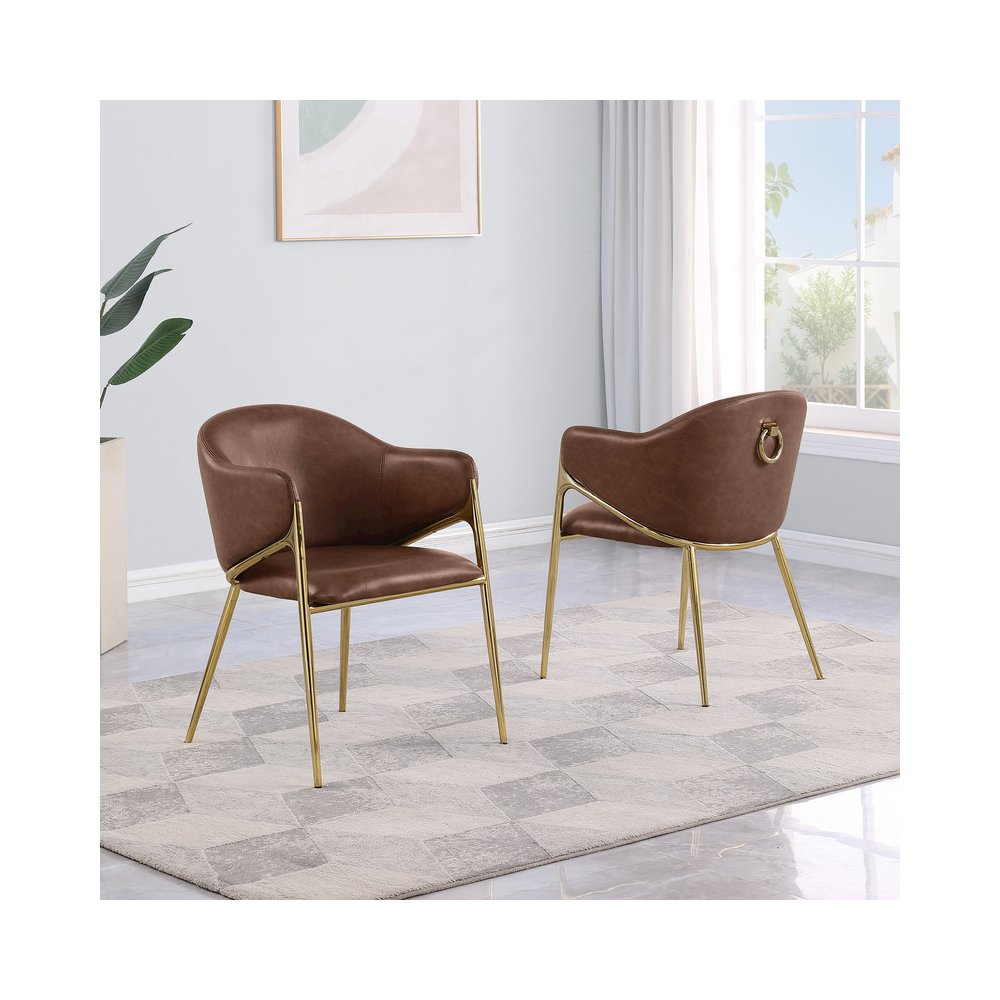 Leather-Aire Side Chairs with Gold Chrome Set of 2