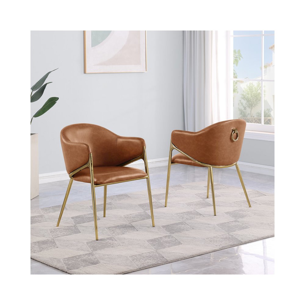 Leather-Aire Side Chairs with Gold Chrome Set of 2