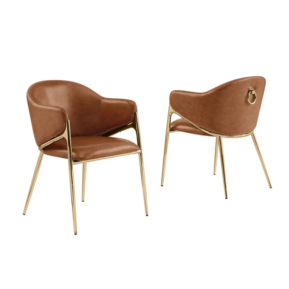 Leather-Aire Side Chairs with Gold Chrome Set of 2