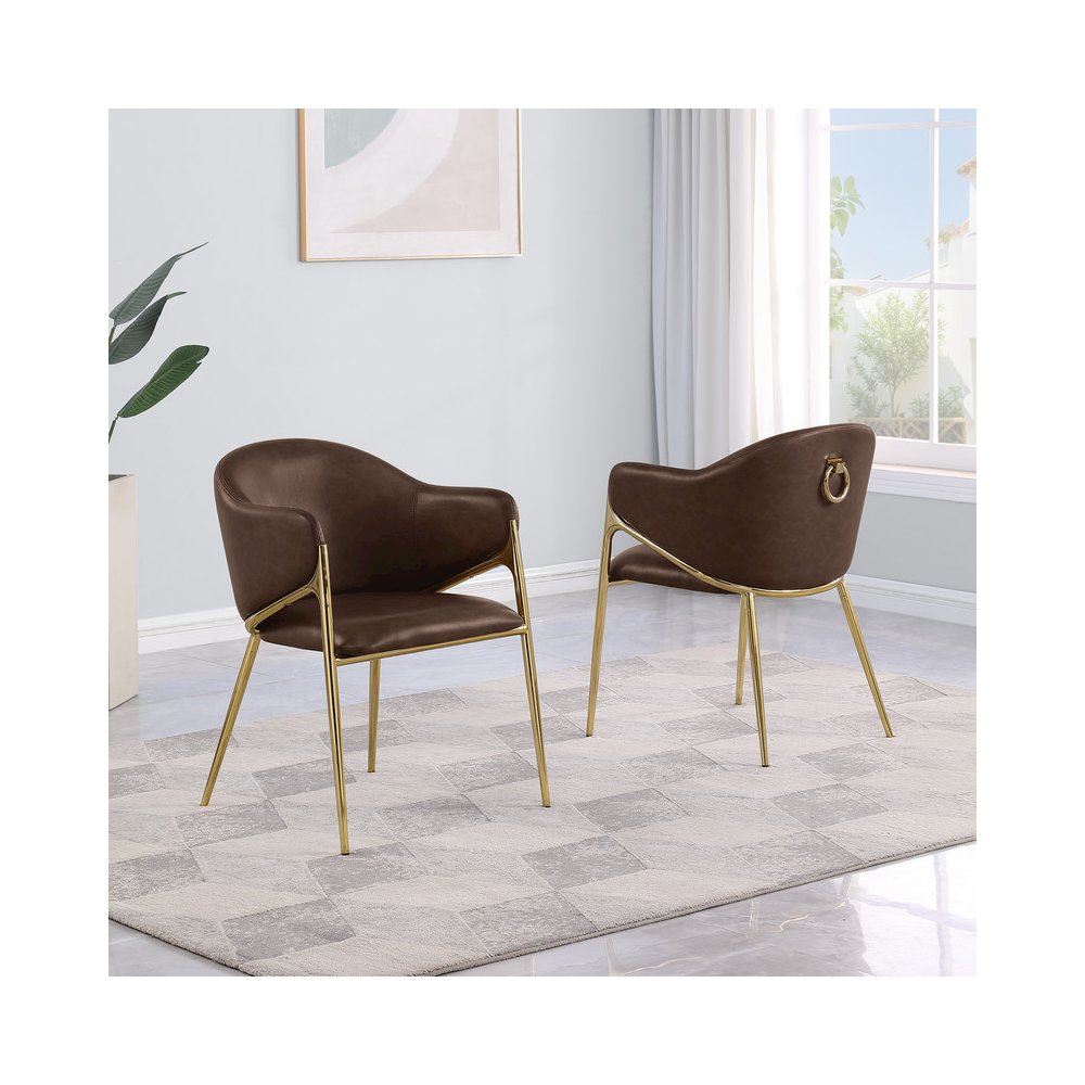 Leather-Aire Side Chairs with Gold Chrome Set of 2