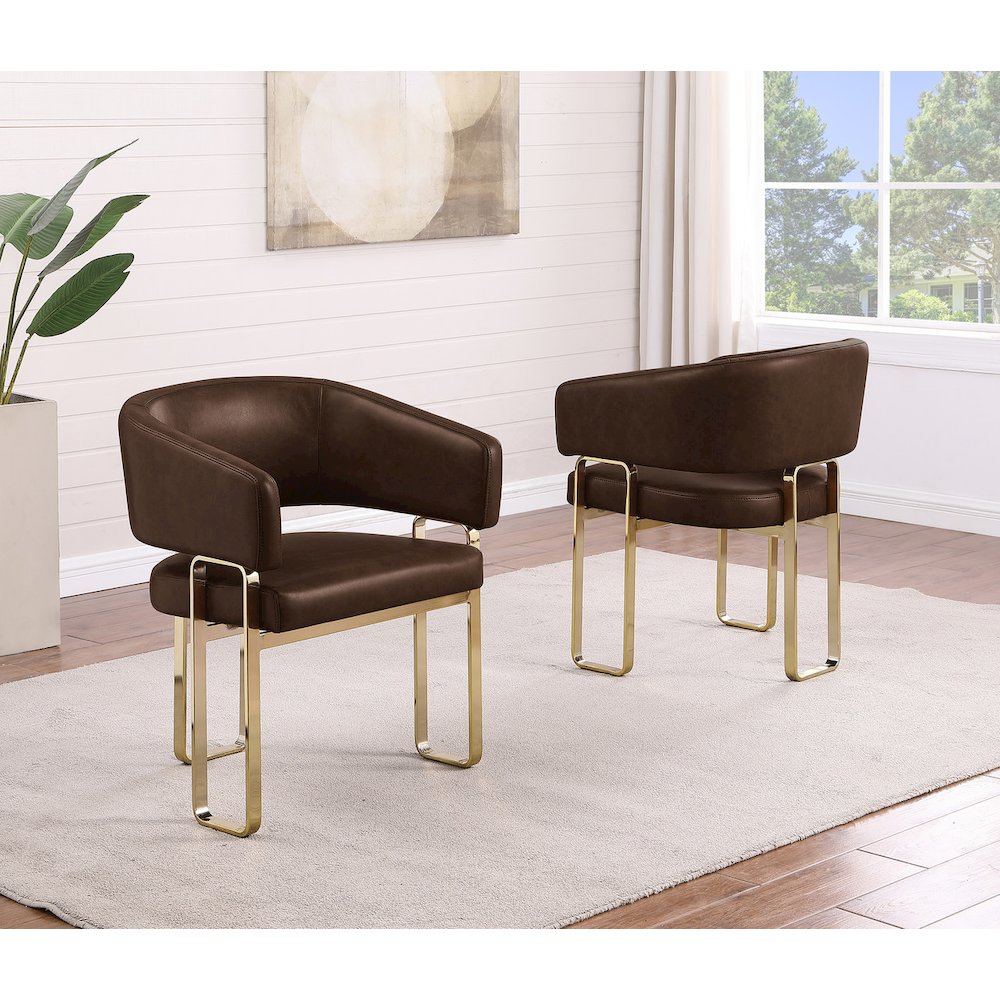 2pc Espresso Leathaire Tri Leg Chairs