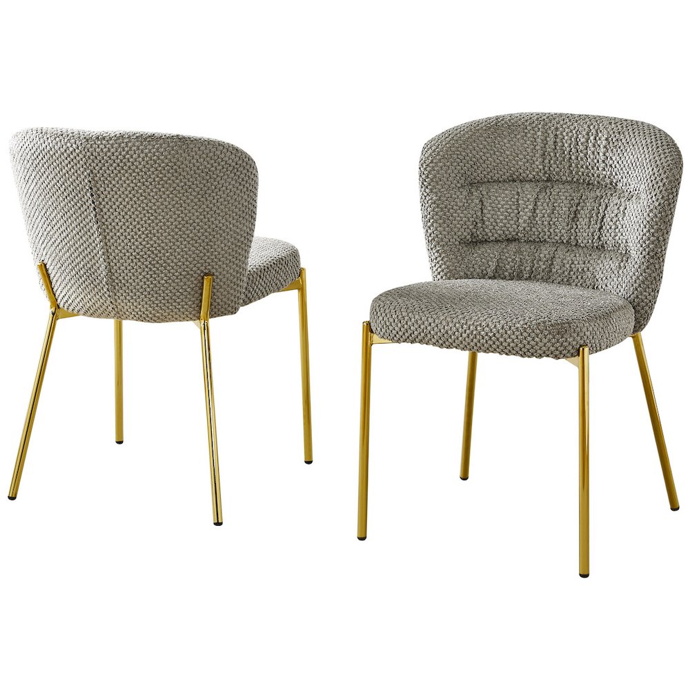 Gray Fluffy Fabric With Gold Chrome Base