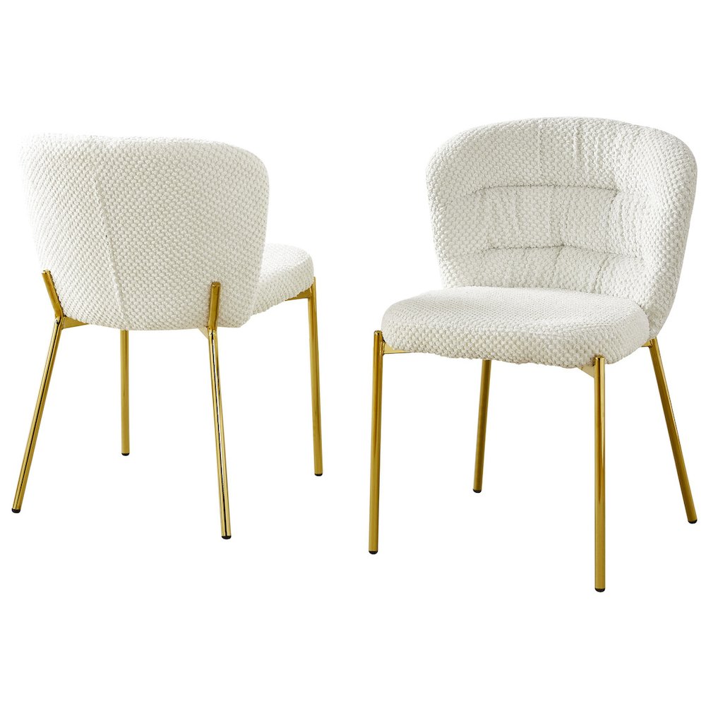 Cream Fluffy Fabric With Gold Chrome Base