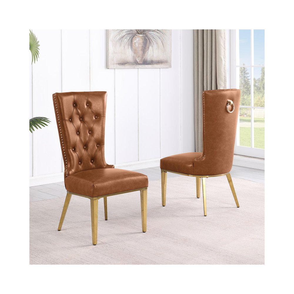 2pc Leather Air Toffee with Gold Chrome Base